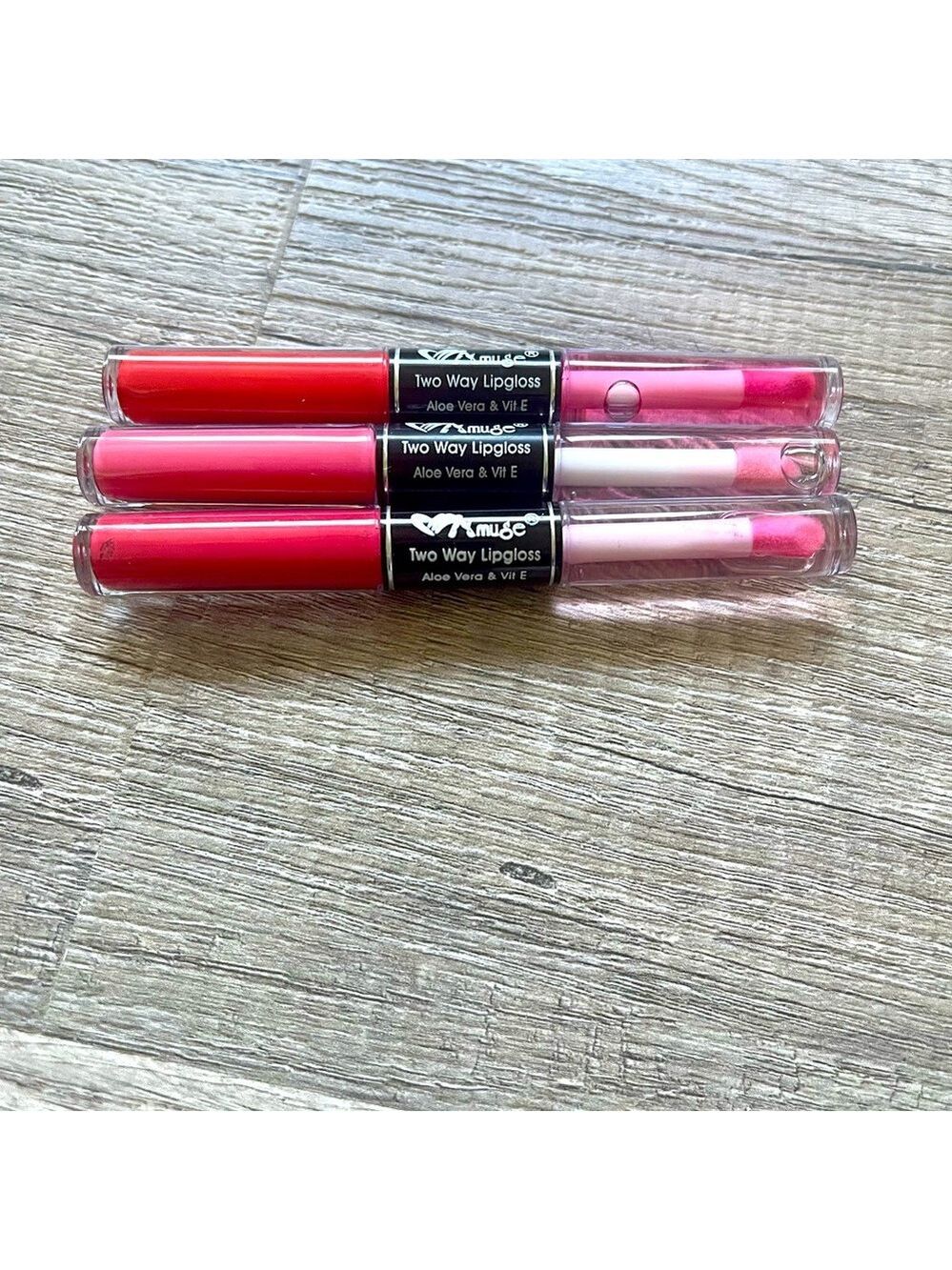 Set of 3 Amuse Pink Red Lipgloss Set